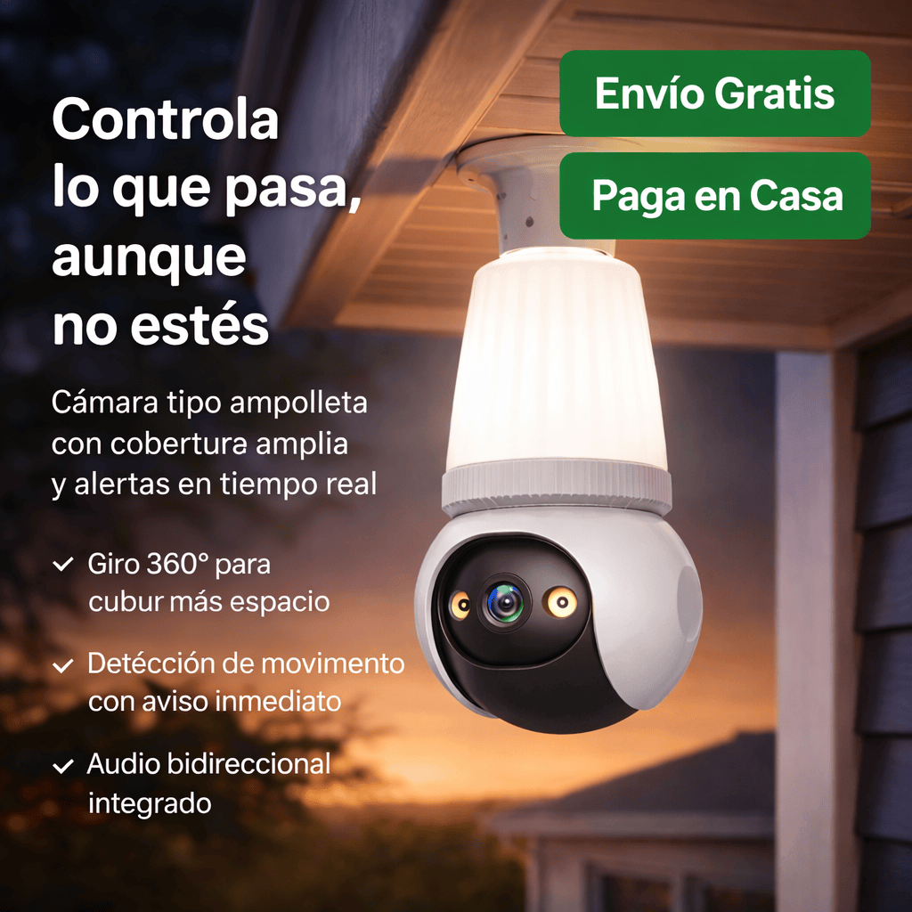 LumaGuard – Cámara de Seguridad Ampolleta Wi-Fi 360°
