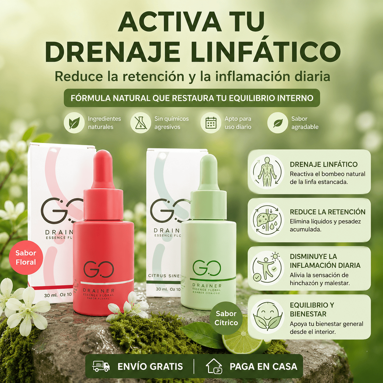 Go Drainer®: Reduce la hinchazon y sientete mas ligero en tan solo 6 dias (PROMO 2x1)