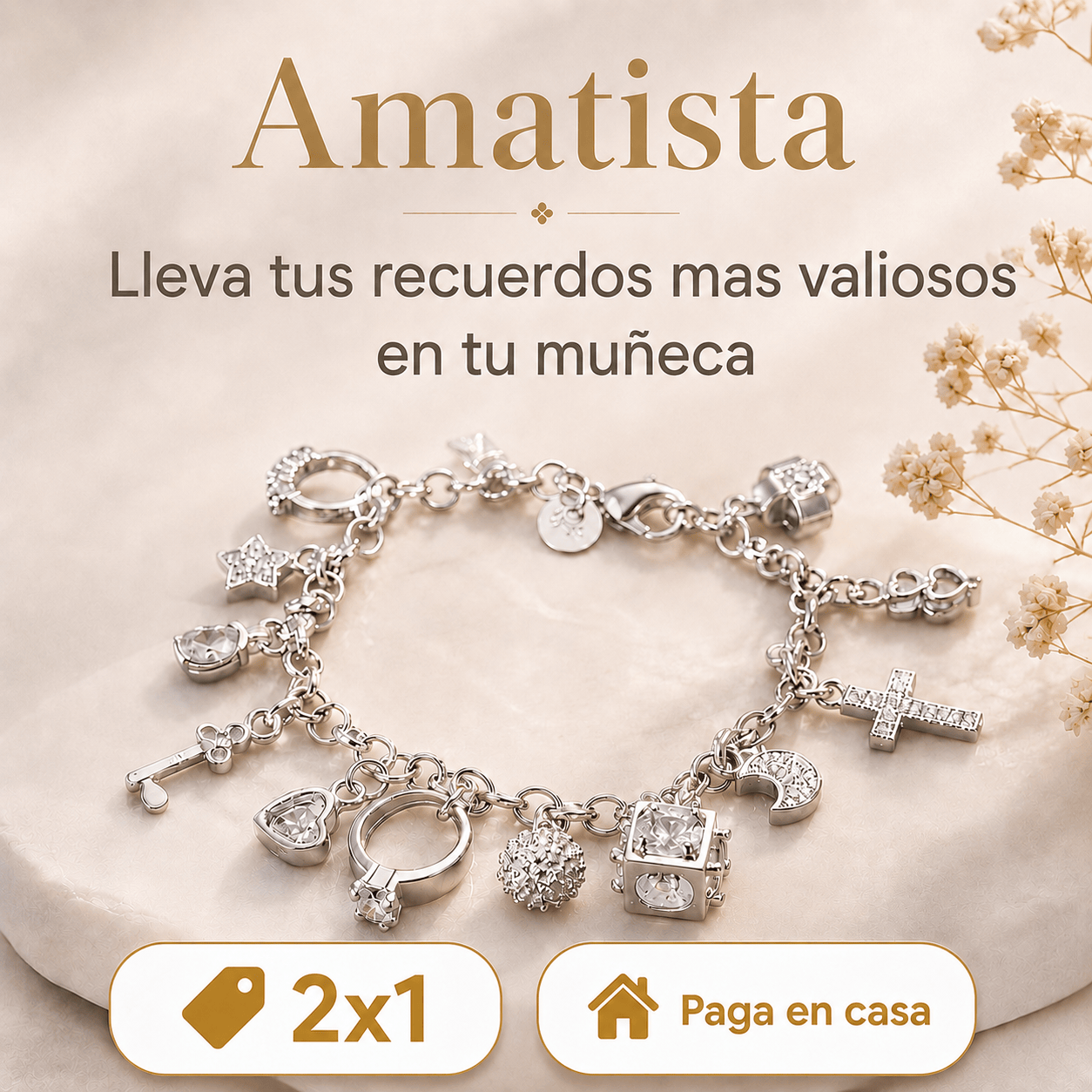 Amatista™ — Pulsera de Plata 925 con 13 Amuletos (2x1 Limitado) Rep