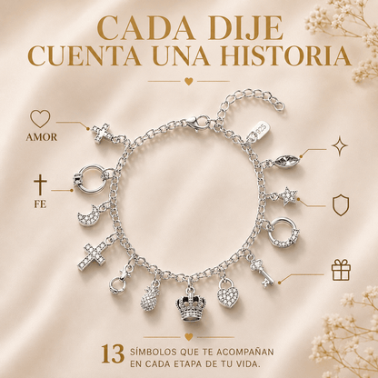 Amatista™ — Pulsera de Plata 925 con 13 Amuletos (2x1 Limitado) Rep