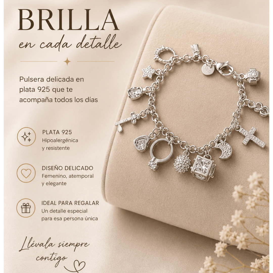 Amatista™ — Pulsera de Plata 925 con 13 Amuletos (2x1 Limitado) Rep