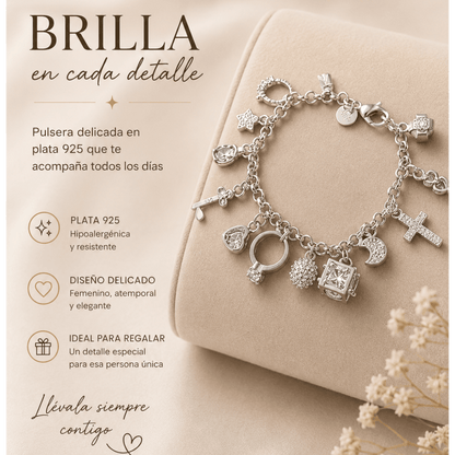 Amatista™ — Pulsera de Plata 925 con 13 Amuletos (2x1 Limitado) Rep