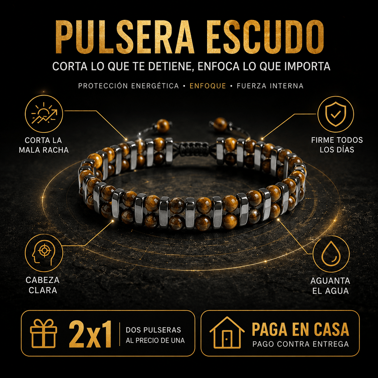 Pulsera Escudo (2x1)🔥 — Corta la mala racha y vuelve a andar firme, sin depender de la suerte