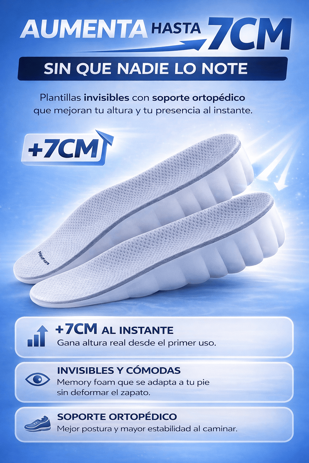 ELEVANT™ 7 PRO – Plantillas de Elevación Invisible +7CM (Pack Doble)