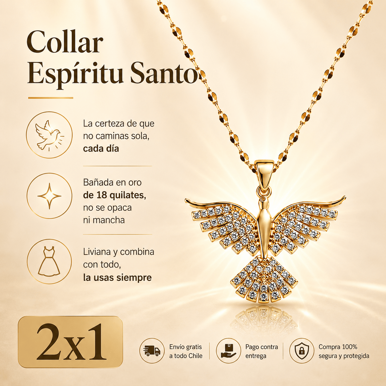 Collar Espíritu Santo (2x1)🔥  La compañía de Dios contigo