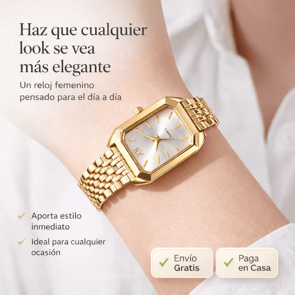 MONTRÉE GOLD™ Reloj femenino de cuarzo con diseño dorado elegante t