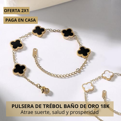 Pulsera Trébol baño de oro 18K – Amuleto de Suerte y Abundancia (2x1 limitado)