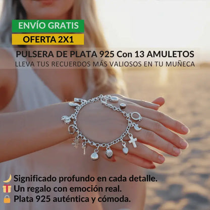 Amatista™ — Pulsera de Plata 925 con 13 Amuletos (2x1 Limitado) TT
